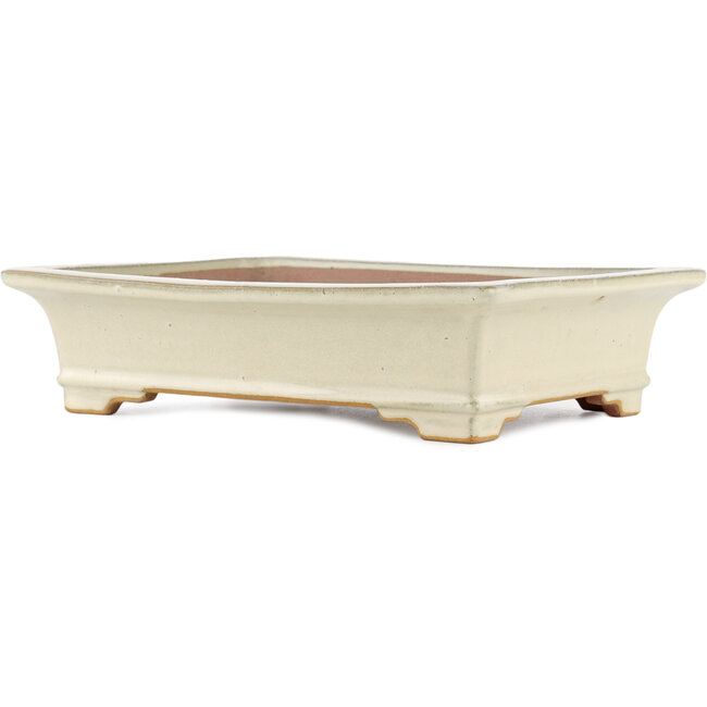 Rectangular off-white bonsai pot by Reiho - 345 x 240 x 85 mm
