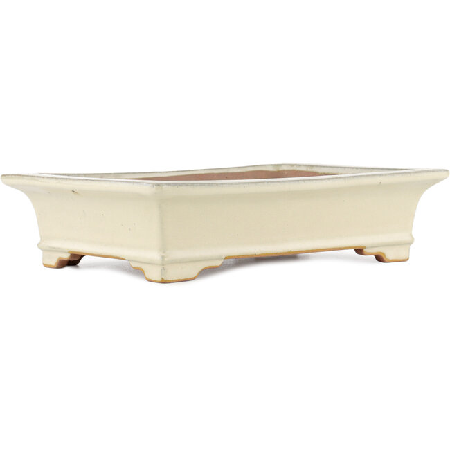 Rechteckiger cremeweißer Bonsaitopf von Reiho - 345 x 240 x 85 mm