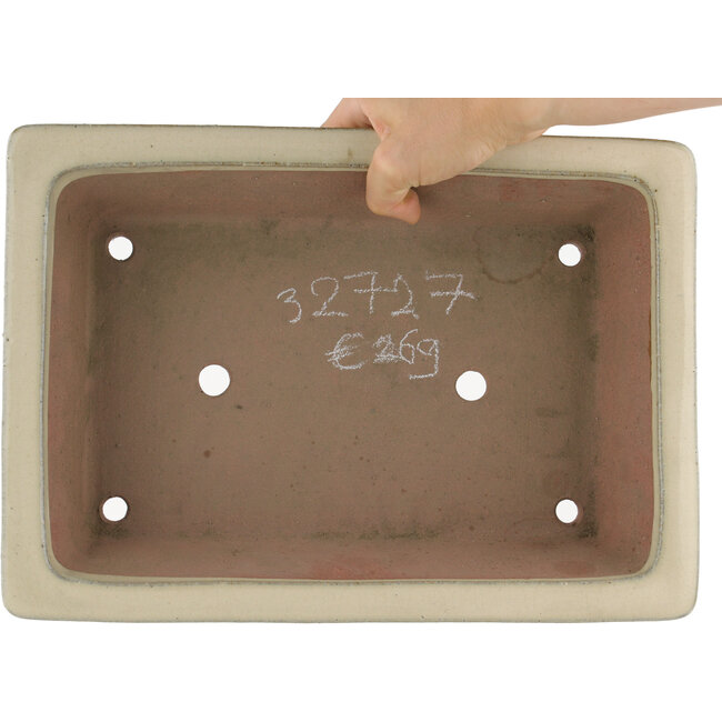 Maceta rectangular para bonsái blanco roto de Reiho - 345 x 240 x 85 mm
