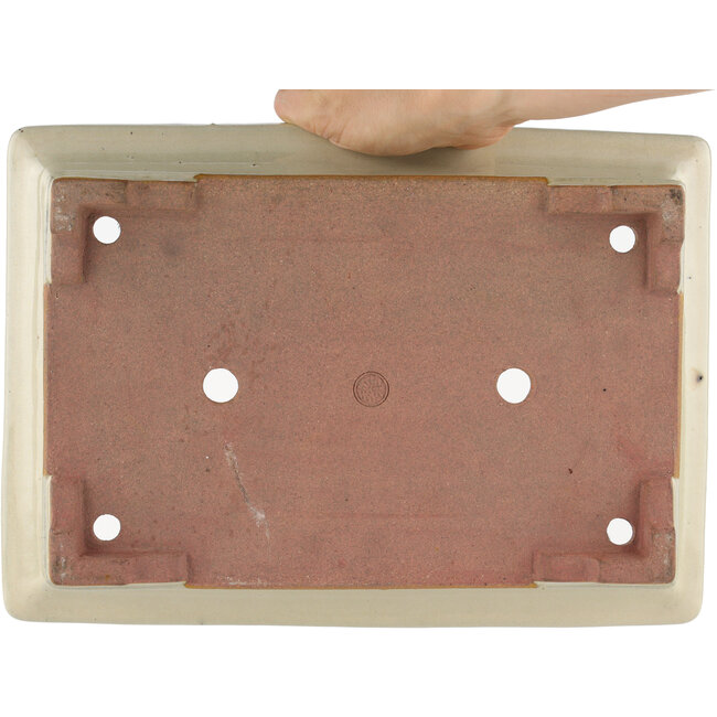Rechteckiger cremeweißer Bonsaitopf von Reiho - 345 x 240 x 85 mm