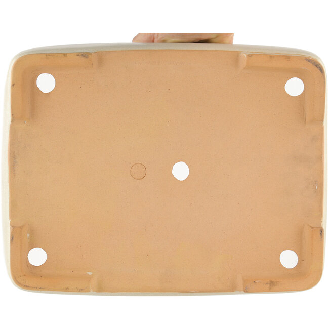 Rechteckiger cremeweißer Bonsaitopf von Reiho - 350 x 265 x 85 mm