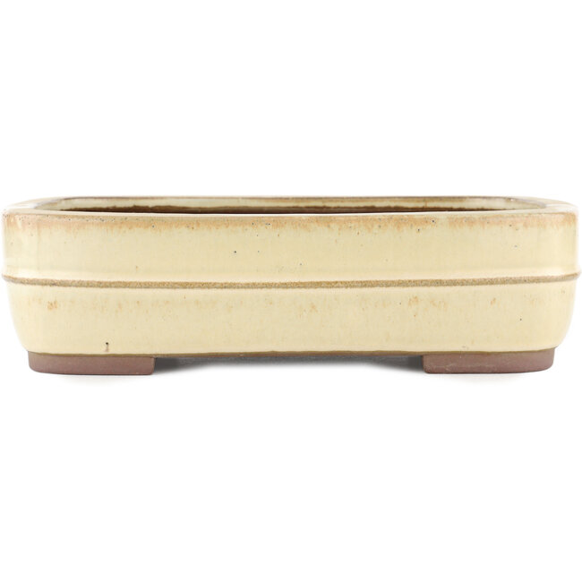 Rectangular off-white bonsai pot by Yamaaki - 320 x 240 x 85 mm