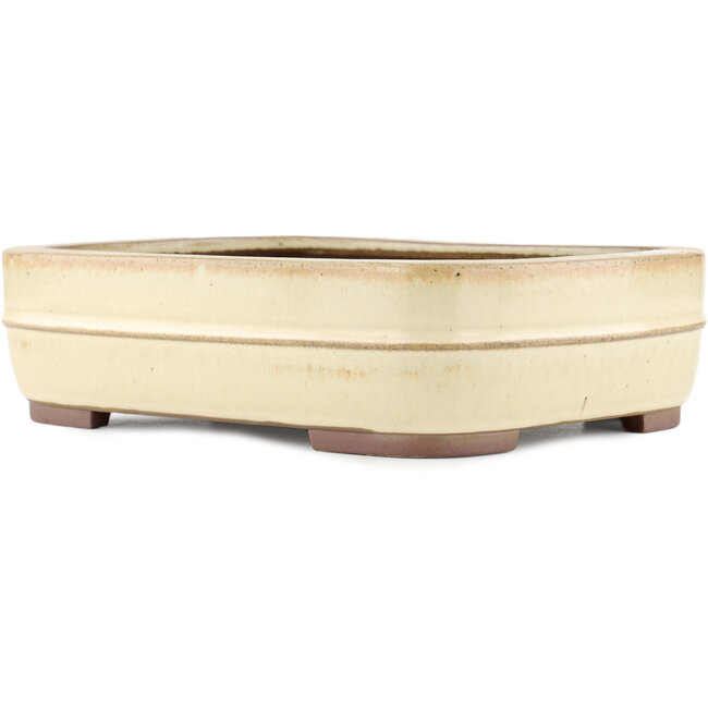 Rectangular off-white bonsai pot by Yamaaki - 320 x 240 x 85 mm