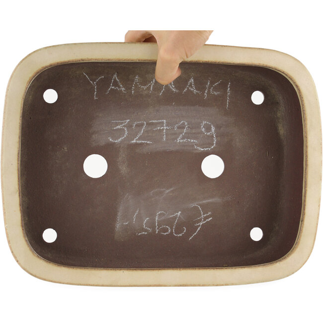 Rechteckiger cremeweißer Bonsaitopf von Yamaaki - 320 x 240 x 85 mm