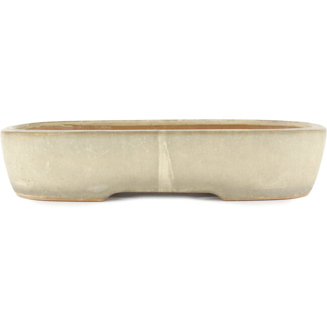 Pot à bonsaï ovale blanc cassé par Yamafusa - 355 x 252 x 74 mm