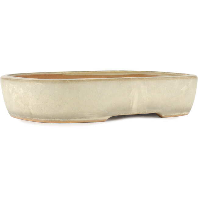 Ovale gebroken witte bonsaipot van Yamafusa - 355 x 252 x 74 mm