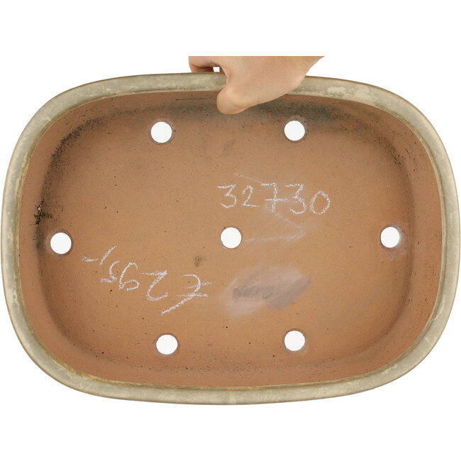 Oval off-white bonsai pot by Yamafusa - 355 x 252 x 74 mm