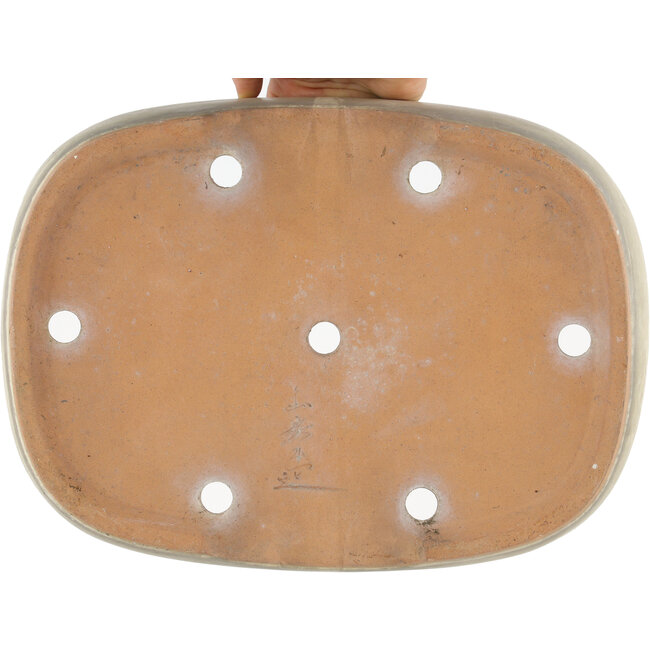 Pot à bonsaï ovale blanc cassé par Yamafusa - 355 x 252 x 74 mm