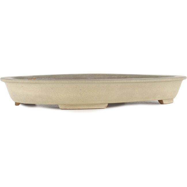 Oval off-white bonsai pot - 355 x 271 x 49 mm