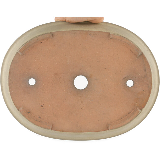 Oval off-white bonsai pot - 355 x 271 x 49 mm