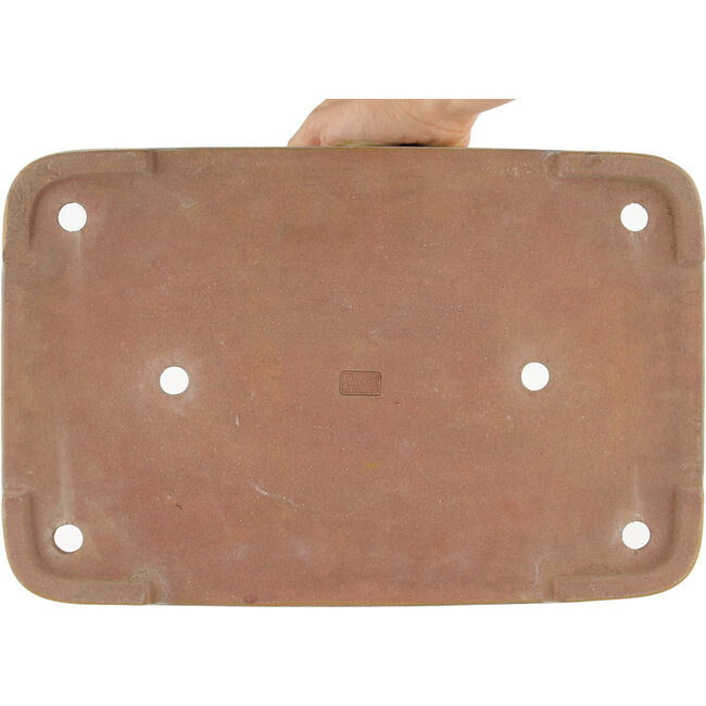 Rectangular off-white bonsai pot by Reiho - 400 x 263 x 60 mm