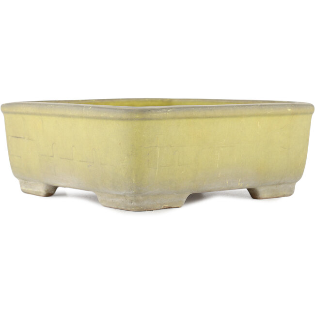 Pot à bonsaï carré jaune par Yamafusa - 247 x 247 x 90 mm