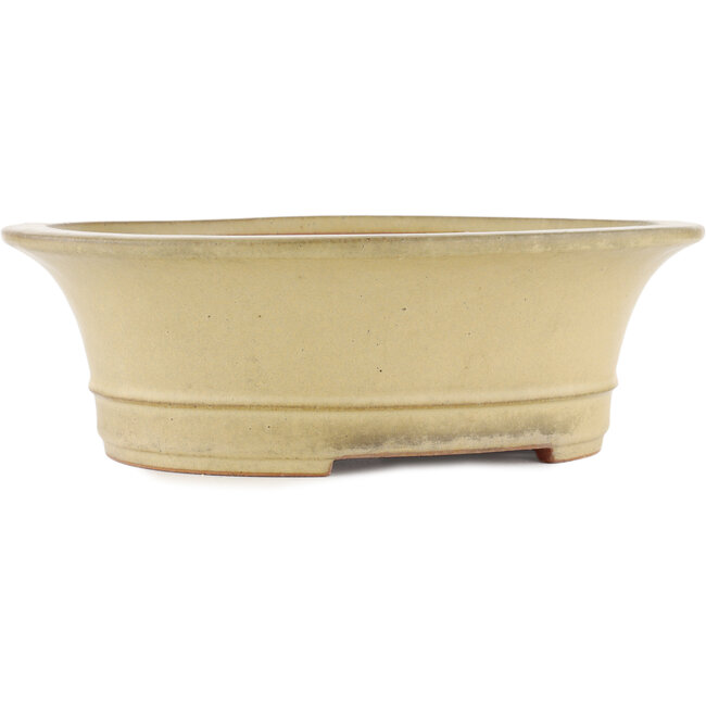 Ovale gebroken witte bonsaipot van Reiho - 320 x 270 x 104 mm