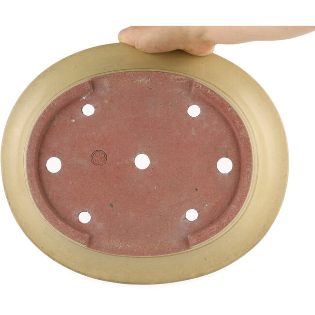 Oval off-white bonsai pot by Reiho - 320 x 270 x 104 mm