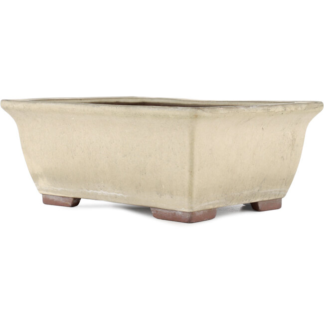 Maceta rectangular para bonsái blanco roto de Yamaaki - 315 x 245 x 125 mm