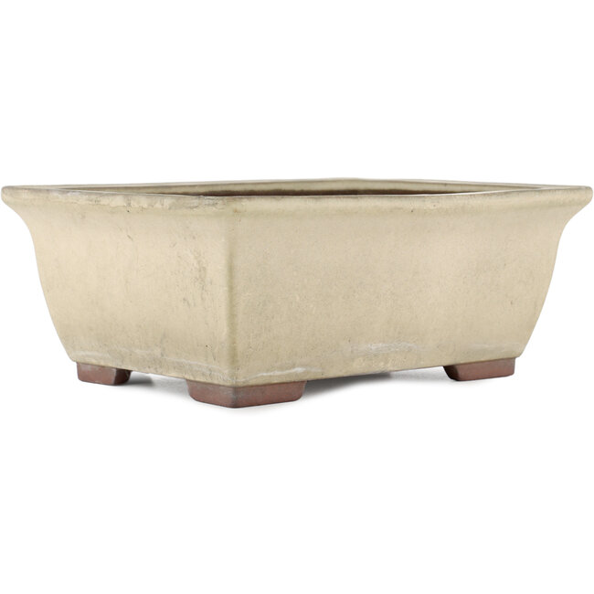 Rechthoekige gebroken witte bonsaipot van Yamaaki - 315 x 245 x 125 mm