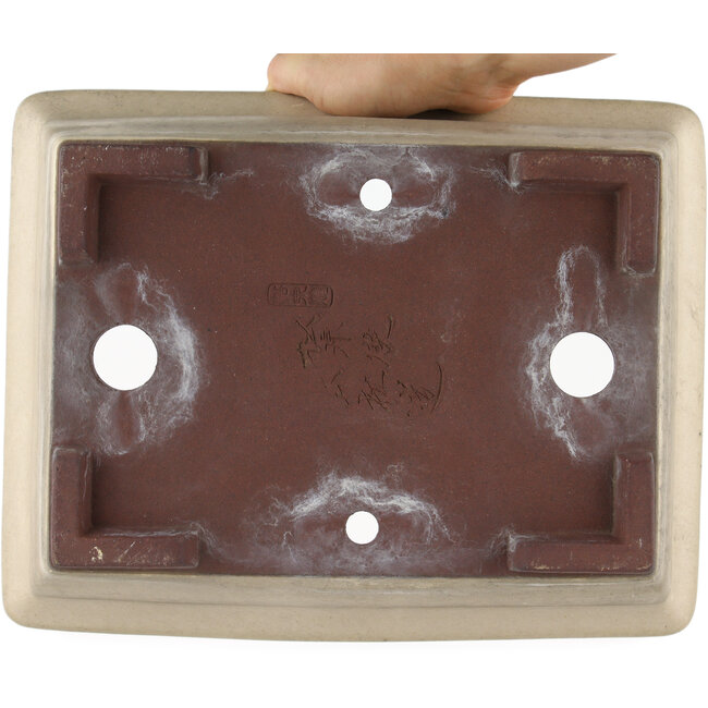 Rechteckiger cremeweißer Bonsaitopf von Yamaaki - 315 x 245 x 125 mm