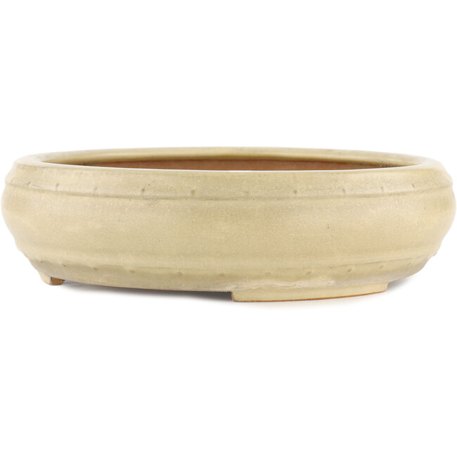 Round off-white bonsai pot by Reiho - 320 x 320 x 80 mm