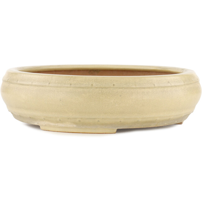 Ronde gebroken witte bonsaipot van Reiho - 320 x 320 x 80 mm