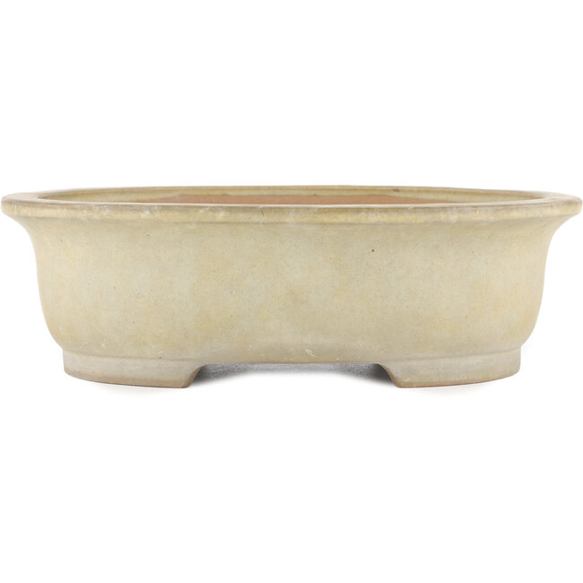 Pot à bonsaï ovale blanc cassé par Yamafusa - 343 x 278 x 105 mm