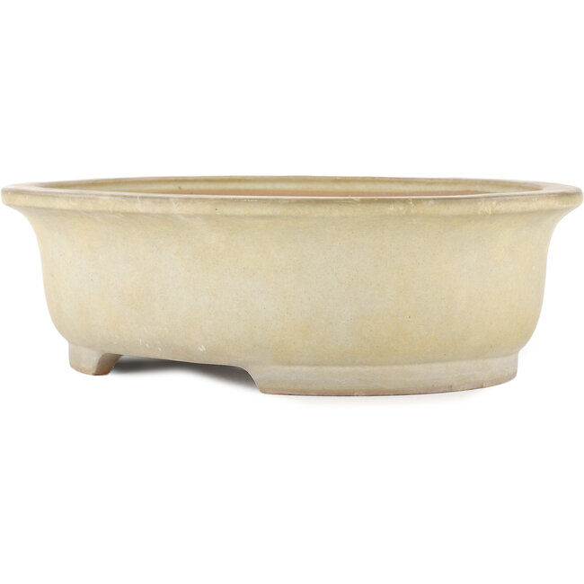 Vaso bonsai ovale bianco sporco di Yamafusa - 343 x 278 x 105 mm