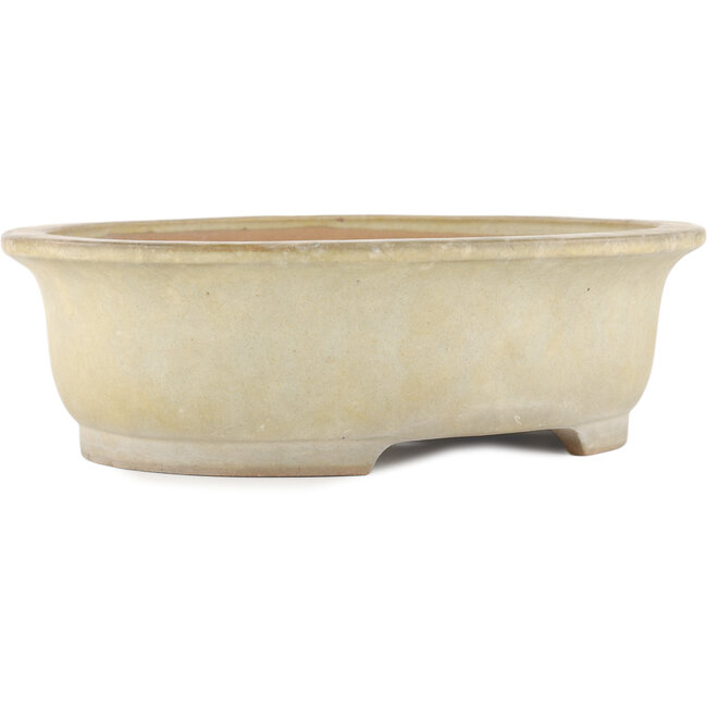 Ovale gebroken witte bonsaipot van Yamafusa - 343 x 278 x 105 mm