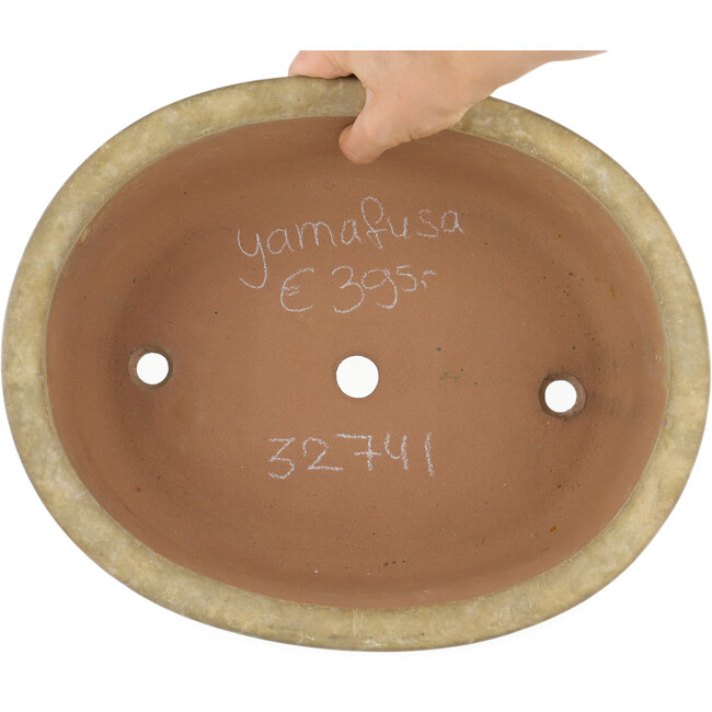 Vaso bonsai ovale bianco sporco di Yamafusa - 343 x 278 x 105 mm
