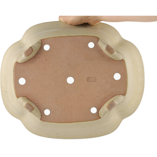 Mokko gebroken witte bonsaipot van Reiho - 348 x 288 x 105 mm