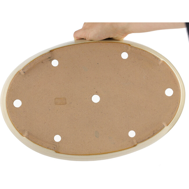 Maceta para bonsái ovalada blanco roto de Reiho - 380 x 254 x 45 mm