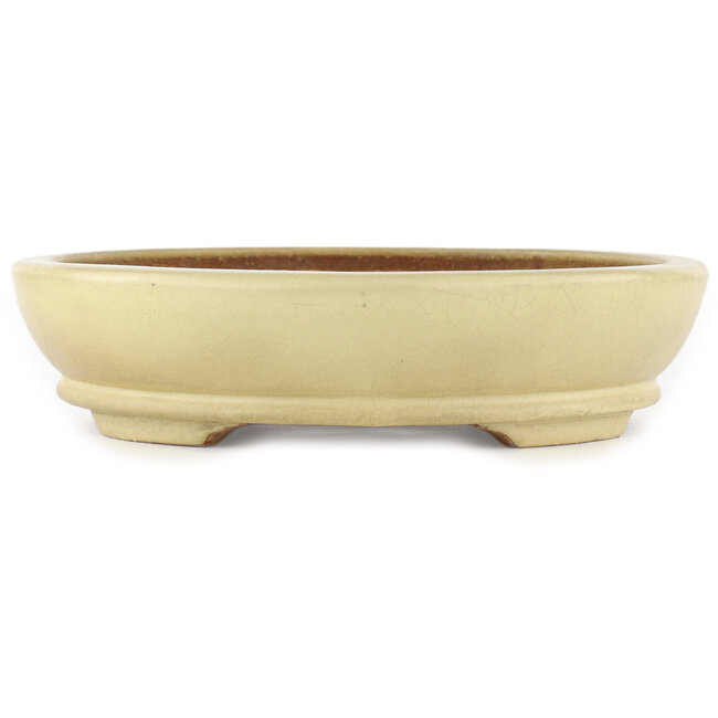 Vaso bonsai ovale bianco sporco di Hattori - 367 x 285 x 65 mm