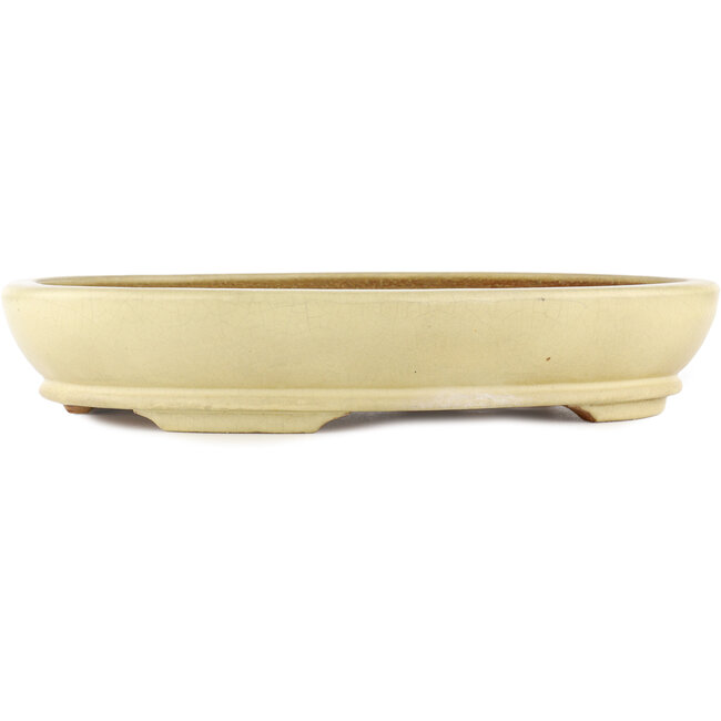Oval off-white bonsai pot by Hattori - 367 x 285 x 65 mm