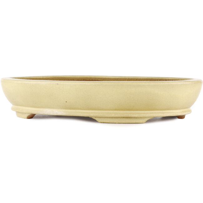 Vaso bonsai ovale bianco sporco di Hattori - 367 x 285 x 65 mm