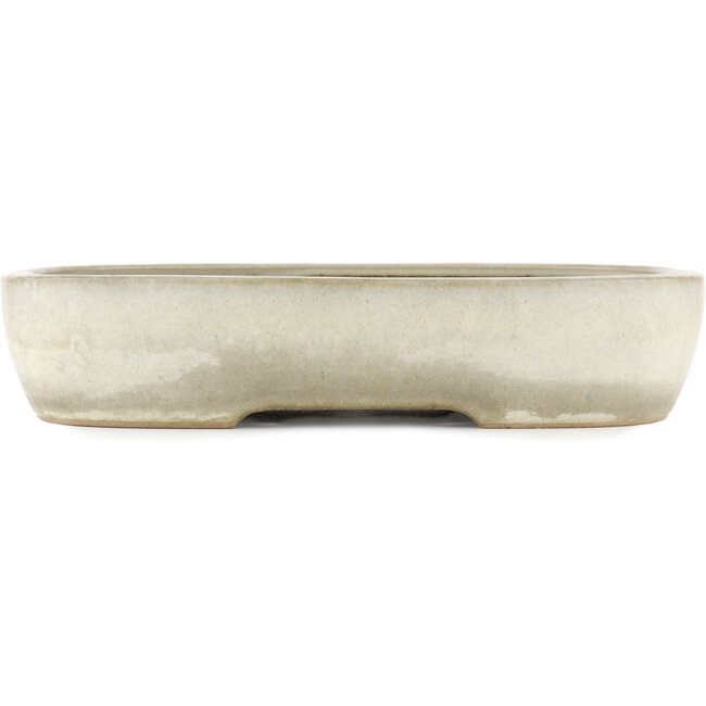 Pot à bonsaï ovale blanc cassé par Yamafusa - 355 x 263 x 75 mm