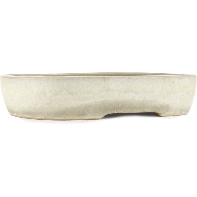 Vaso bonsai ovale bianco sporco di Yamafusa - 355 x 263 x 75 mm