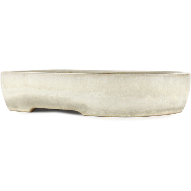 Ovale gebroken witte bonsaipot van Yamafusa - 355 x 263 x 75 mm