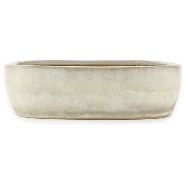 Oval off-white bonsai pot by Yamafusa - 355 x 263 x 75 mm