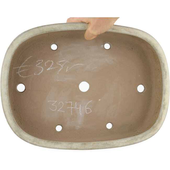 Ovale gebroken witte bonsaipot van Yamafusa - 355 x 263 x 75 mm