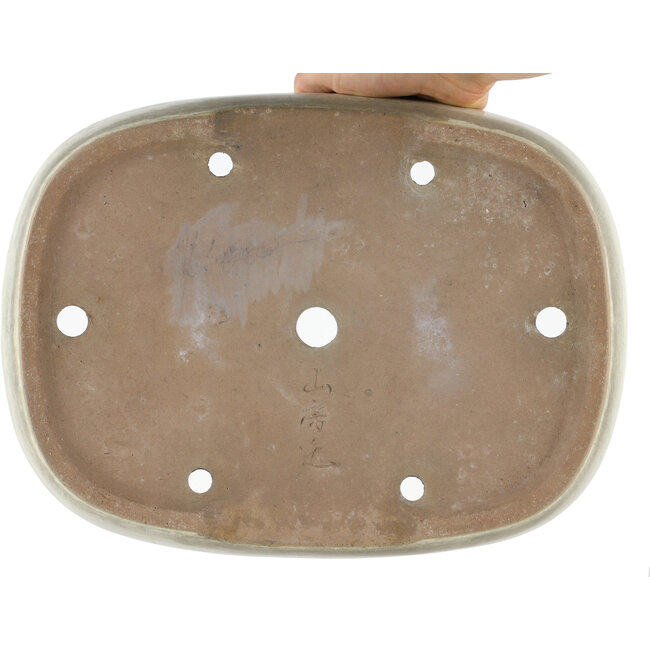 Ovale gebroken witte bonsaipot van Yamafusa - 355 x 263 x 75 mm
