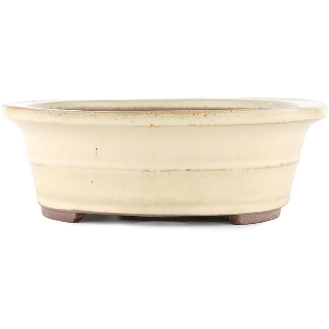 Oval off-white bonsai pot by Yamaaki - 373 x 294 x 96 mm