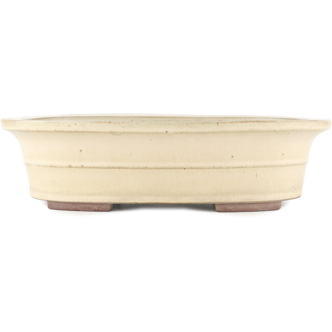 Oval off-white bonsai pot by Yamaaki - 373 x 294 x 96 mm