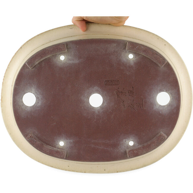 Maceta para bonsái ovalada blanco roto de Yamaaki - 373 x 294 x 96 mm