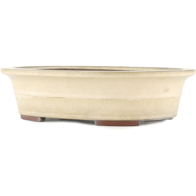 Pot à bonsaï ovale blanc cassé par Yamaaki - 373 x 295 x 98 mm