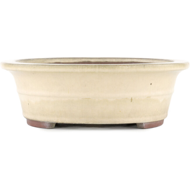 Oval off-white bonsai pot by Yamaaki - 373 x 295 x 98 mm