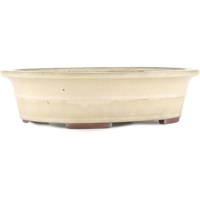 Vaso bonsai ovale bianco sporco di Yamaaki - 373 x 295 x 98 mm