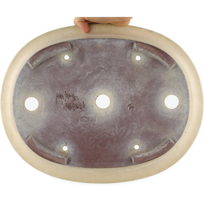 Maceta para bonsái ovalada blanco roto de Yamaaki - 373 x 295 x 98 mm