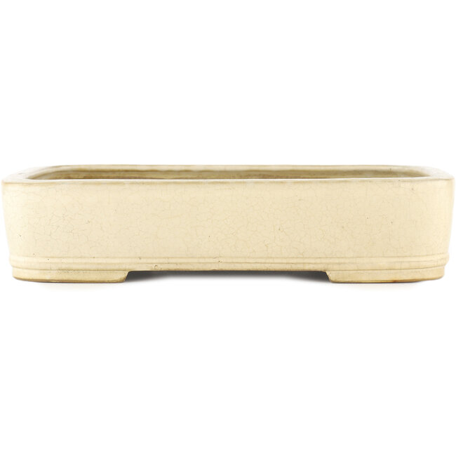 Rectangular off-white bonsai pot by Yamafusa - 350 x 280 x 74 mm