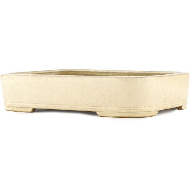 Rectangular off-white bonsai pot by Yamafusa - 350 x 280 x 74 mm