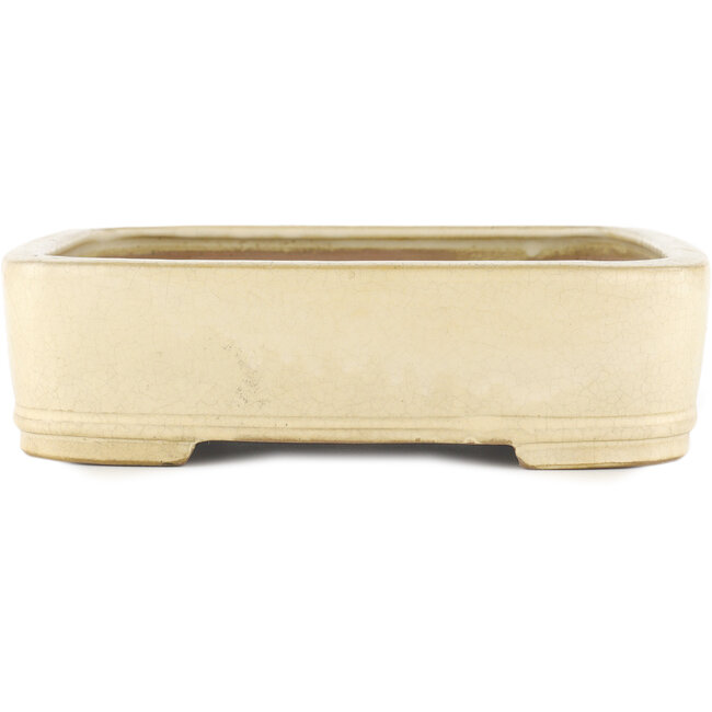 Maceta rectangular para bonsái blanco roto de Yamafusa - 350 x 280 x 74 mm