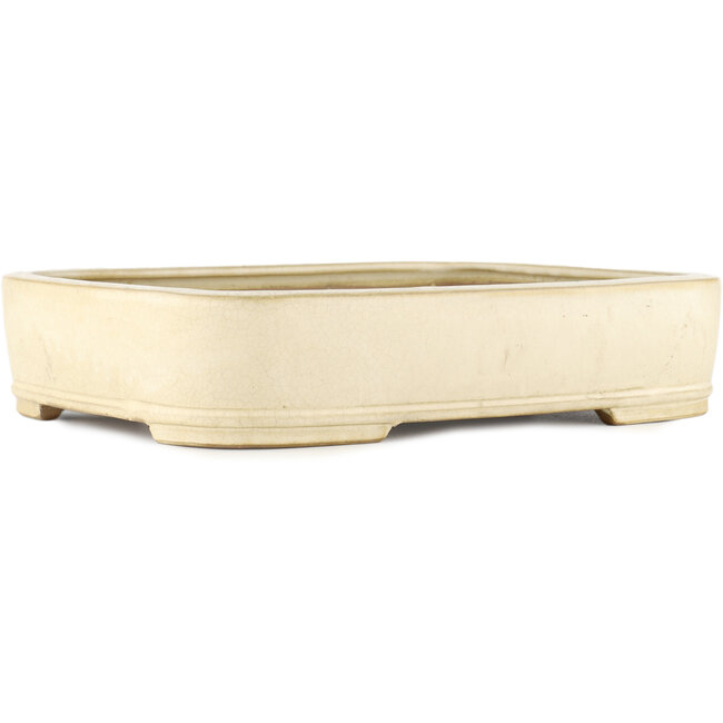 Rectangular off-white bonsai pot by Yamafusa - 350 x 280 x 74 mm