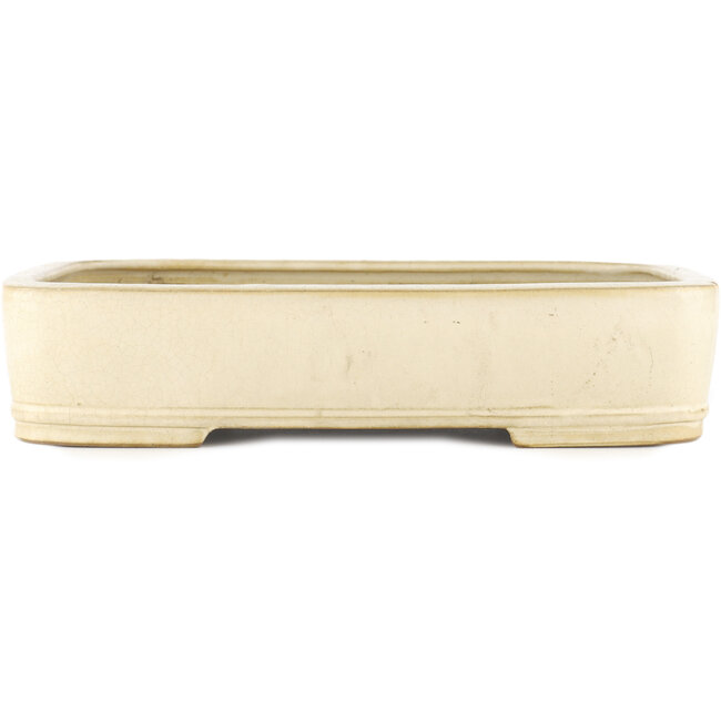Rectangular off-white bonsai pot by Yamafusa - 350 x 280 x 74 mm
